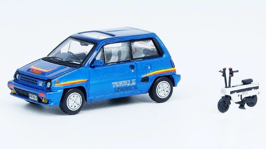 Honda City Turbo II with white Motocompo (blue) - INNO64 - 1:64 