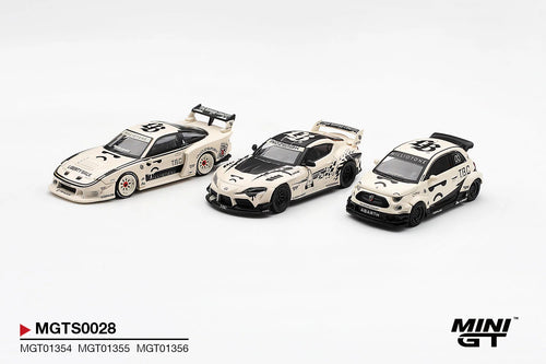 [Preorder] INOZETEK x TBC Set 2026 Show Edition 3 cars set : Abarth 595 LB-WORKS TBC (LHD), Toyota GR Supra LB-WORKS TBC (LHD), Nissan 180SX LB-Super Silhouette TBC (RHD) - MINI GT - 1:64