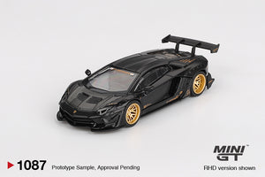 LB Works Lamborghini Aventador Limited Edition (Matte Black) (LHD) - MINI GT - 1:64