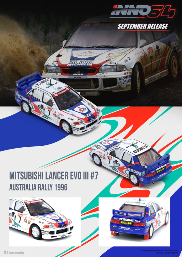 Mitsubishi Lancer Evolution III #7 Australia Rally 1996 - INNO64 - 1:64