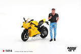 Ducati Panigale V4 S with Figure (Giallo) - MINI GT - 1:64 Modellauto 1/64
