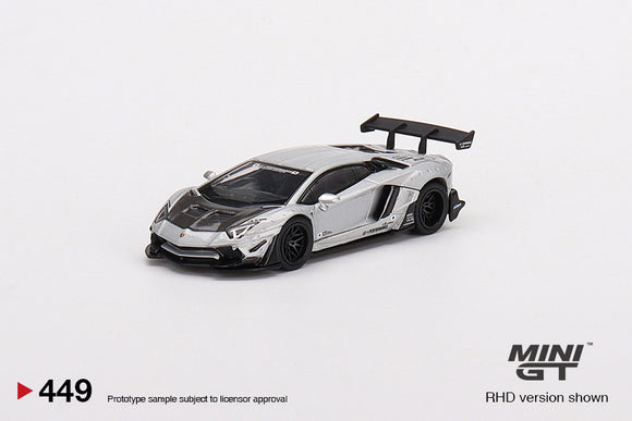 LB Works Lamborghini Aventador Limited Edition Matt Silver (LHD) - MINI GT - 1:64