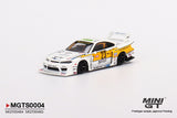 LB Racing Transporter Set Mercedes-Benz Actros with Racing Transporter "LB Racing" & LB-Super Silhouette Nissan S15 Silvia Presentation - MINI GT - 1:64