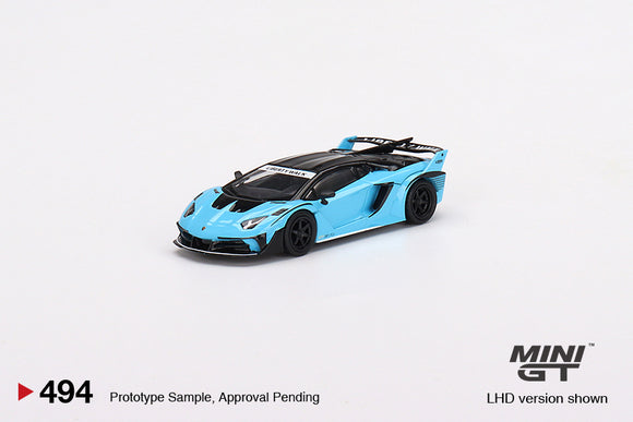 LB Silhouette Works Lamborghini Aventador GT EVO (LHD) (Baby Blue) - MINI GT - 1:64