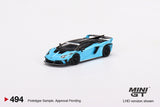 LB Silhouette Works Lamborghini Aventador GT EVO (LHD) (Baby Blue) - MINI GT - 1:64