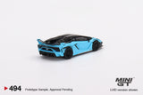 LB Silhouette Works Lamborghini Aventador GT EVO (LHD) (Baby Blue) - MINI GT - 1:64