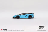 LB Silhouette Works Lamborghini Aventador GT EVO (LHD) (Baby Blue) - MINI GT - 1:64