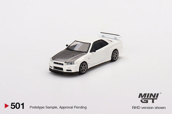 Nissan Skyline GT-R (R34) V-Spec II N1 (RHD) (White) - MINI GT - 1:64