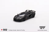 LB Silhouette Works Lamborghini Aventador GT EVO (LHD) (Matte Black) - MINI GT - 1:64