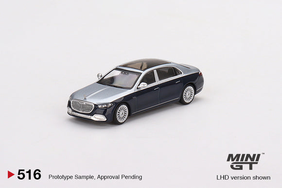 Mercedes-Maybach S 680 (LHD) (Cirrus Silver/Nautical Blue Metallic) - MINI GT - 1:64