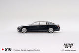 Mercedes-Maybach S 680 (LHD) (Cirrus Silver/Nautical Blue Metallic) - MINI GT - 1:64