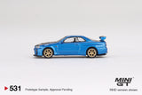 Nissan Skyline GT-R (R34) Top Secret (RHD) (Bayside Blue) - MINI GT - 1:64