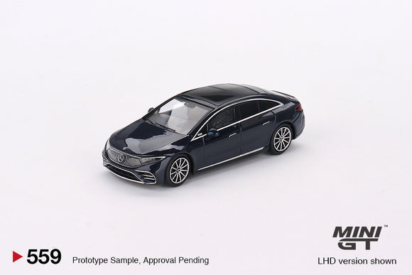 Mercedes-Benz EQS 580 4MATIC (LHD) (Blue Metallic) - MINI GT - 1:64