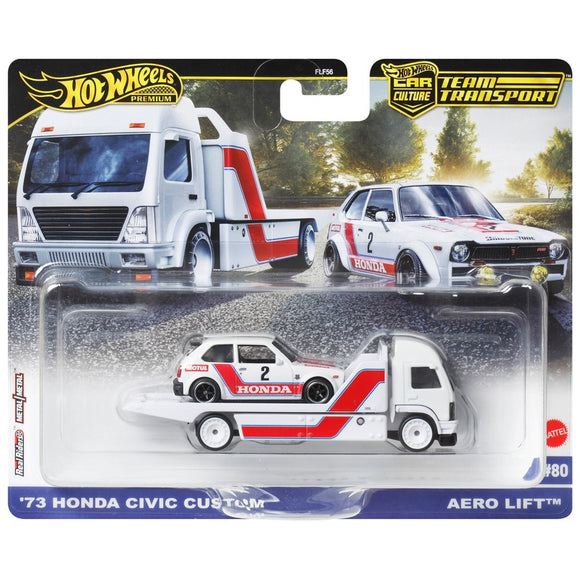 Honda Civic Custom 1973 & Aero Lift truck Team Transport - Hotwheels - 1:64