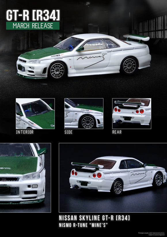 Nissan Skyline GT-R (R34) Nismo R-Tune Mine's (Green Carbon) - INNO64 - 1:64
