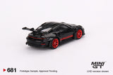 Porsche 911 (992) GT3 RS (LHD) (Black with Pyro Red) - MINI GT - 1:64