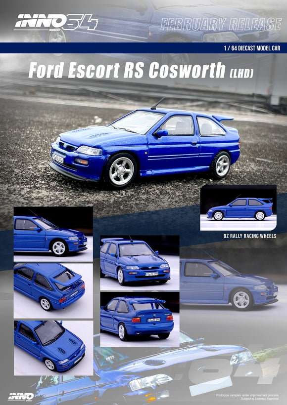Ford Escort RS Cosworth (LHD) (Metallic Blue) - INNO64 - 1:64