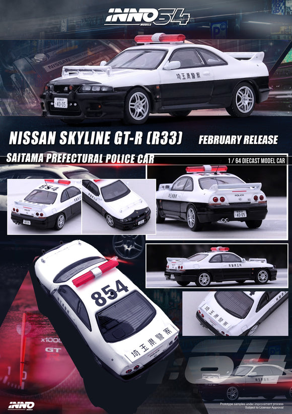 Nissan Skyline GT-R (R33) Saitama Prefectural Police Car - INNO64 - 1:64
