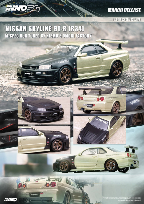 Nissan Skyline GT-R (R34) M-Spec Nür tuned by Nismo Omori Factory - INNO64 - 1:64