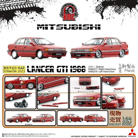 Mitsubishi Lancer GTi 1988 (RHD) (Red) - BM Creations - 1:64