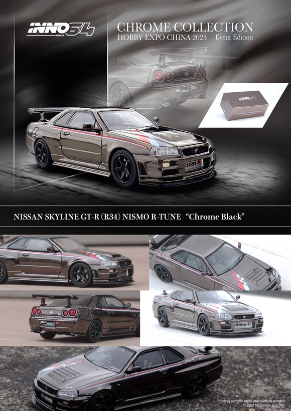 Nissan Skyline GT-R (R34) Nismo R-Tune Black Chrome - INNO64 - 1:64