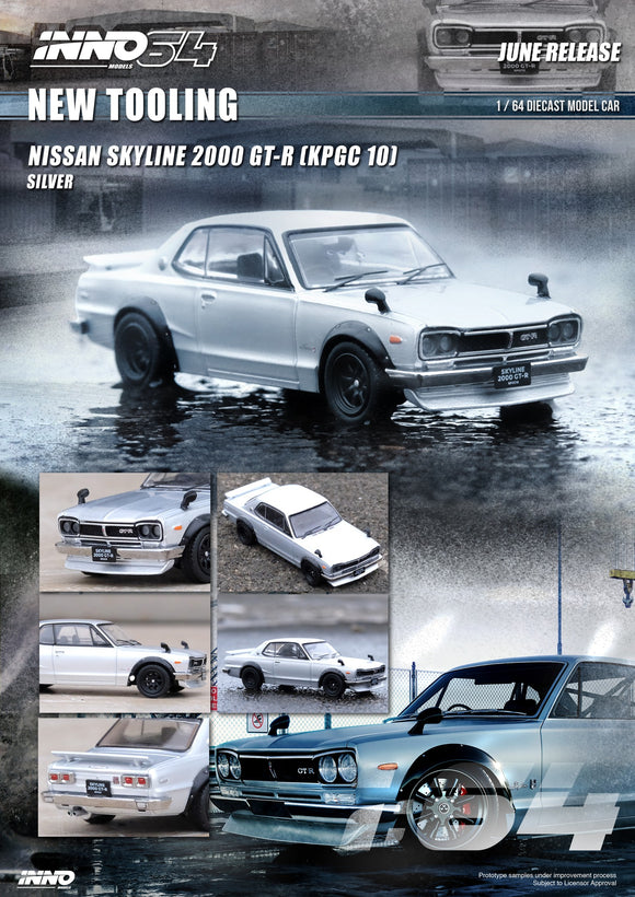 Nissan Skyline 2000 GT-R (KPGC10) (Silver) - INNO64 - 1:64