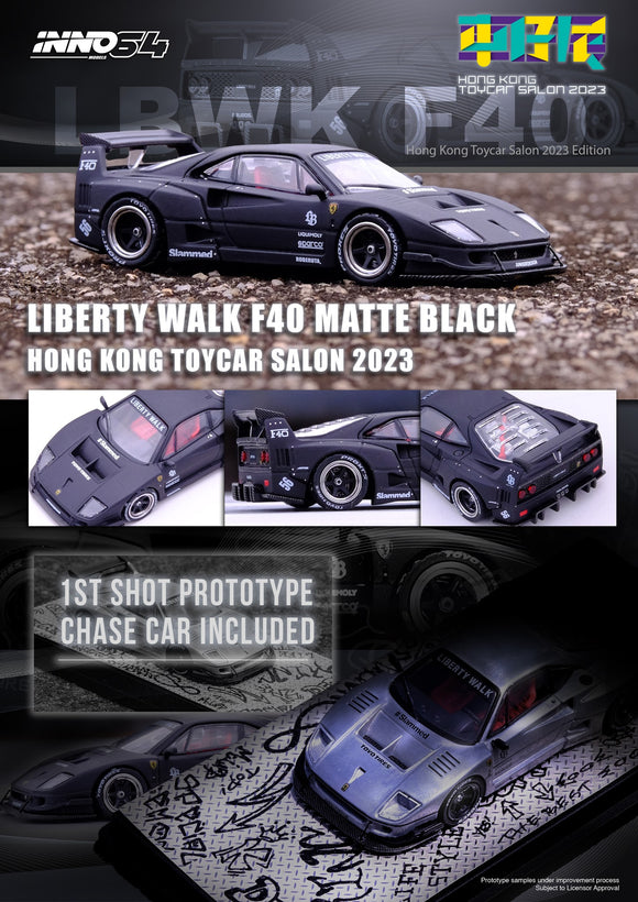 Ferrari F40 LBWK Hong Kong Toycar Salon 2023 Special Edition (Matte Black) - INNO64 - 1:64