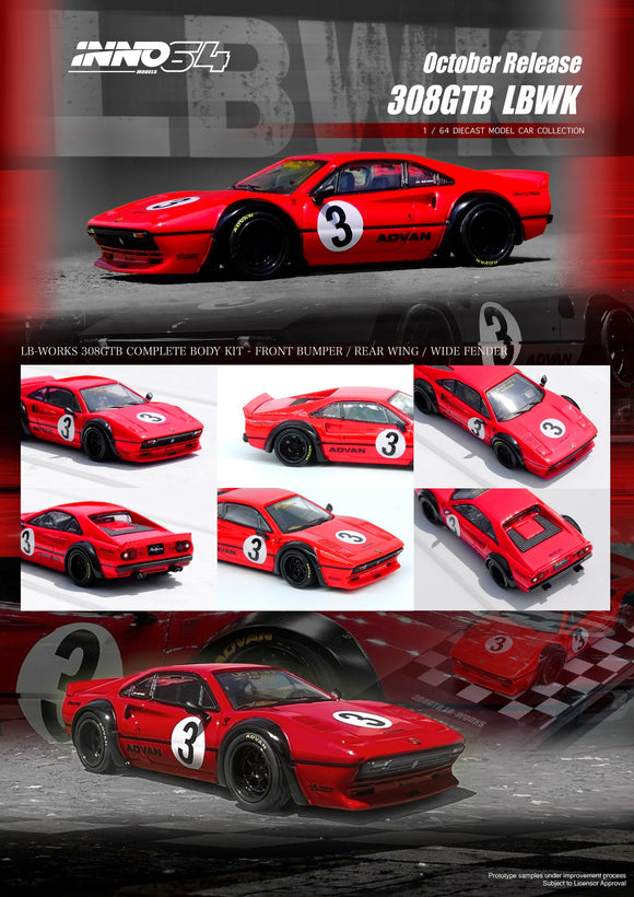 Ferrari 308 GTB Liberty Walk (Red) - INNO64 - 1:64