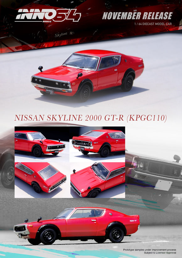 Nissan Skyline 2000 GT-R (KPGC110) (Red) - INNO64 - 1:64