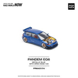 Honda Civic EG6 Pandem (Metallic Blue/Open Hood) - Pop Race - 1:64 Modellauto 1/64