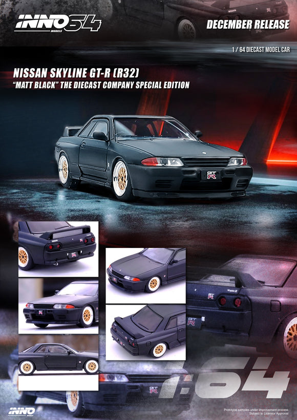 Nissan Skyline GT-R (R32) (Matt Black) - INNO64 - 1:64