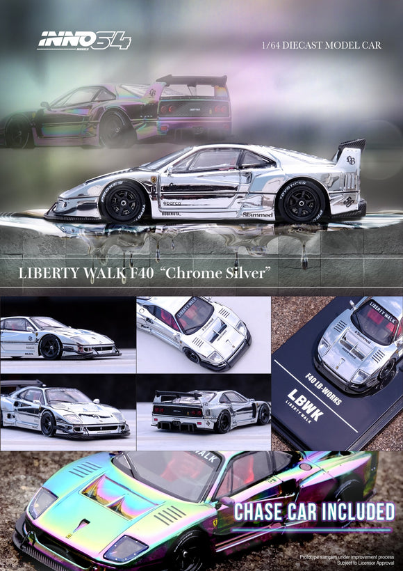 Ferrari F40 LBWK (Chrome Silver) - INNO64 - 1:64