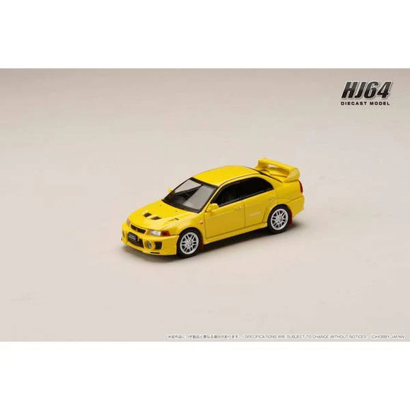 Mitsubishi Lancer GSR Evolution V (CP9A) 1998 with Mud Flap (Dandelion Yellow) - HOBBY JAPAN - 1:64