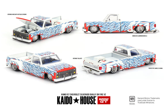 Chevrolet Silverado Dually on Fire V2 - MINI GT - 1:64