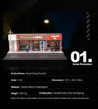 Road Shop Miniature Scene with Figures and Accesories - Black Box Diorama - 1:64 Modellauto 1/64