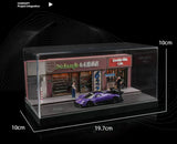 Road Shop Miniature Scene with Figures and Accesories - Black Box Diorama - 1:64 Modellauto 1/64