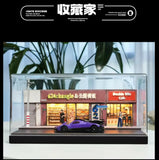 Road Shop Miniature Scene with Figures and Accesories - Black Box Diorama - 1:64 Modellauto 1/64