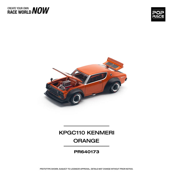 Nissan Skyline GT-R V8 Drift (Kenmeri) (Orange) - Pop Race - 1:64