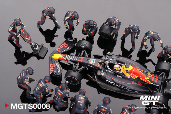 Oracle Red Bull Racing RB18 #11 Sergio Pérez 2022 Abu Dhabi GP Pit Crew Set - MINI GT - 1:64