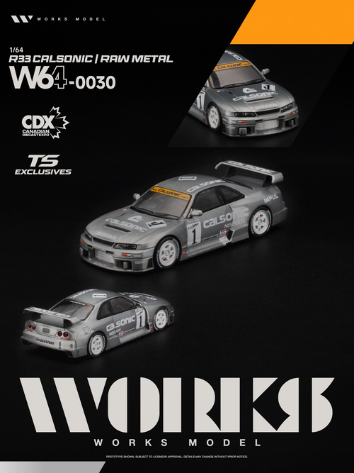 Nissan Skyline R33 Calsonic (Raw Metal) - Works Model - 1:64 - Modelcars Passion
