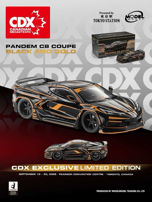 Chevrolet Corvette C8 Coupé Pandem (Black and Gold) - Model Model - 1:64 - Modelcars Passion