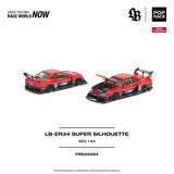 Nissan Skyline GT-R (R34) LB-ER34 Super Silhouette (Rot/Schwarz) - Pop Race - 1:64 Modellauto 1/64