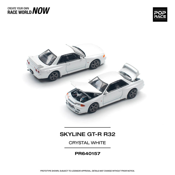 Nissan Skyline GT-R R32 (Crystal White) - Pop Race - 1:64
