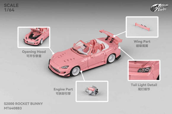 Honda S2000 Rocket Bunny (Metallic Pink) - Micro Turbo - 1:64
