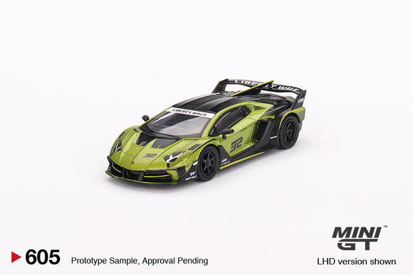 LB-Silhouette WORKS Lamborghini Aventador GT EVO (LHD) (Lime) - MINI GT - 1:64