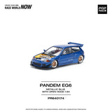 Honda Civic EG6 Pandem (Metallic Blue/Open Hood) - Pop Race - 1:64 Modellauto 1/64