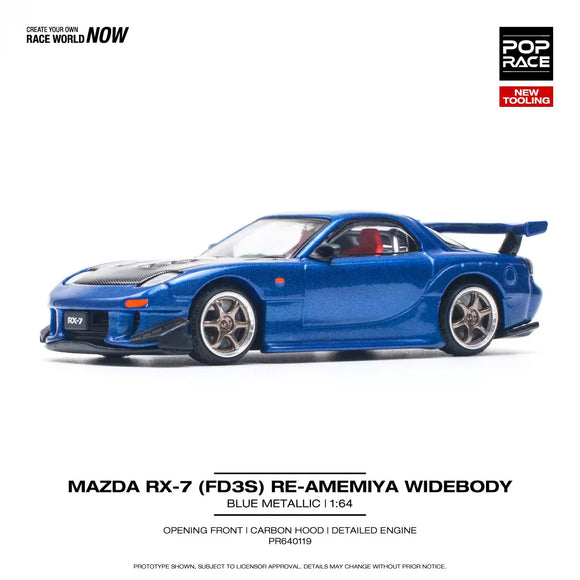 Mazda RX7 (FD) RE-Amemiya Widebody (Blue) - Pop Race - 1:64
