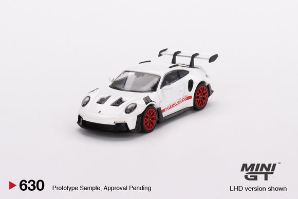 Porsche 911 (992) GT3 RS (LHD) (White with Pyro Red Accent Package) - MINI GT - 1:64