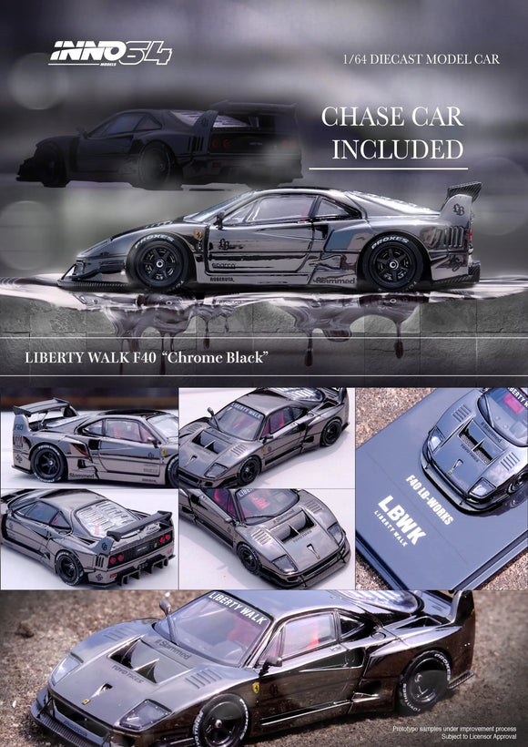 Ferrari F40 LBWK (Chrome Black) - INNO64 - 1:64