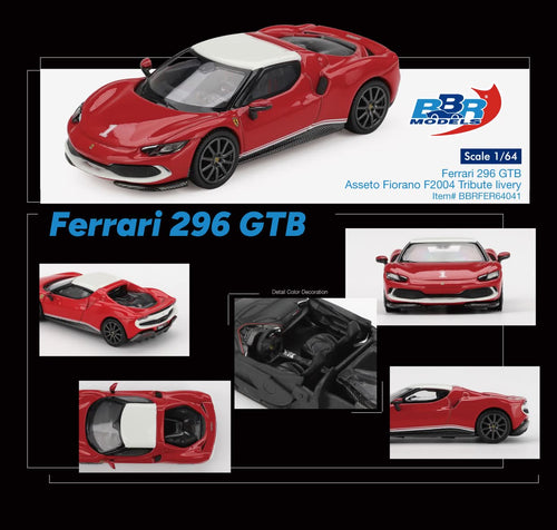 Ferrari 296 GTB Asseto Fiorano F2004 Tribute Livery 2024 (Red/White) - BBR - 1:64 - Modelcars Passion